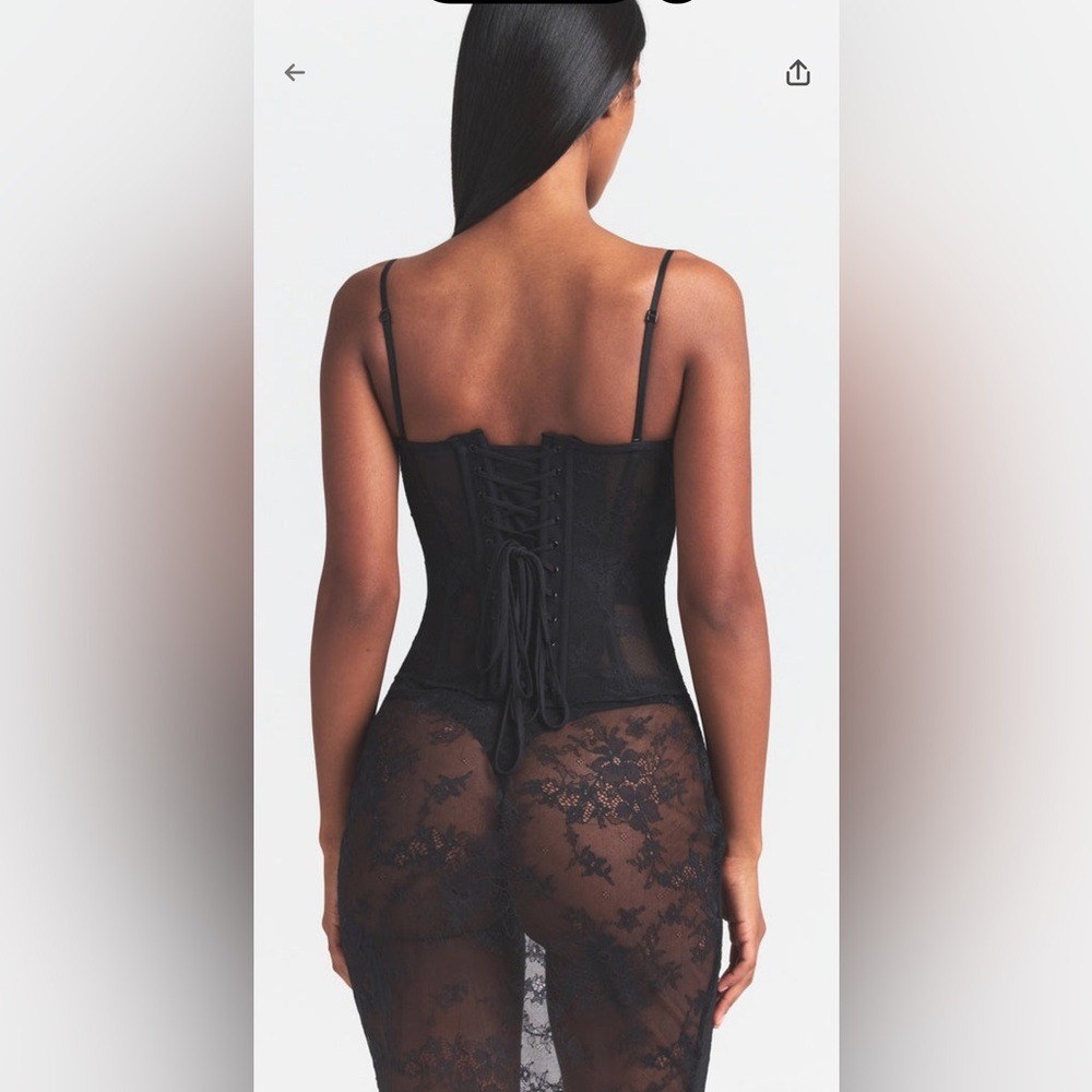 SKIMS ULTRA FINE LACE STRAPLESS CORSET LONG DRESS | ONYX NEW WITH TAGS - Picture 3 of 5